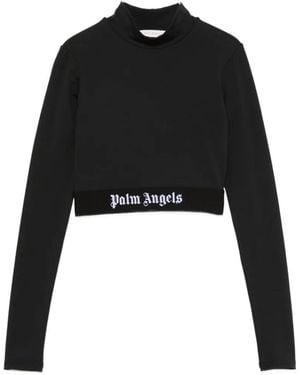 Palm Angels Logo-Detail Cropped Top - Black
