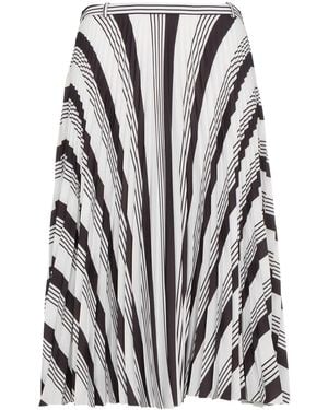 Balenciaga Pleated Midi Skirt With Stripes - White