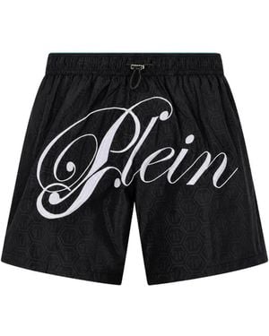 Philipp Plein Badeshorts Mit Monogrammmuster - Schwarz