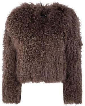 DR. HOPE Faux-Fur Cropped Jacket - Brown
