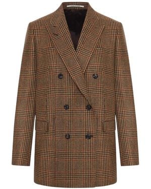 Tagliatore Double-Breasted Check-Pattern Blazer - Brown