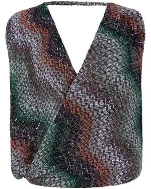 Missoni Sequin-Embellished Zigzag Top - Blue