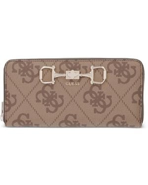 Guess Portefeuille Zippé À Logo Imprimé - Brown