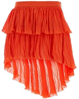 Blumarine Coral Crepe Mini Skirt - Red