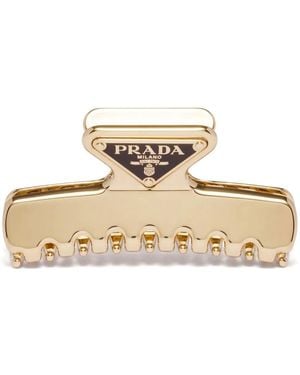 Prada Triangle-Logo Hair Clip - White