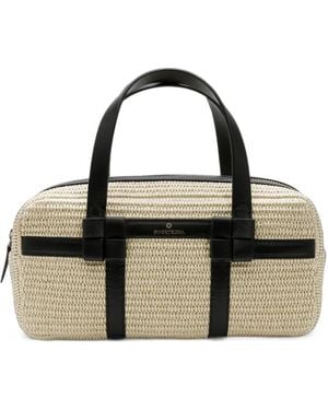 La Portegna Bibi Knotted-Detail Jute Tote Bag - Black