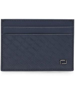 Lancel Leon Monogram-Embossed Cardholder - Blue