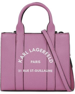 Karl Lagerfeld Small Logo-Print Tote Bag - Purple