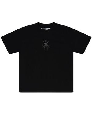 Sp5der Rhinestone-Embellishment T-Shirt - Black