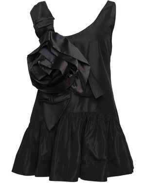 Simone Rocha Rosette-Embellished Ruffled Top - Black