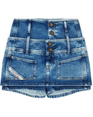 DIESEL Skorts Vaqueros Con Cintura Doble - Azul