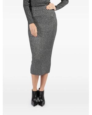 Michael Kors Ribbed Midi Skirt - Grey