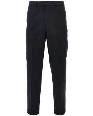 Emporio Armani Straight-Leg Cotton Trousers - Blue