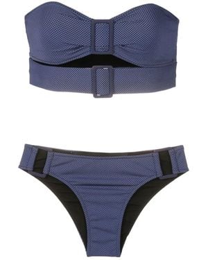 Gloria Coelho Buckle-Detail Bandeau Bikini - Blue