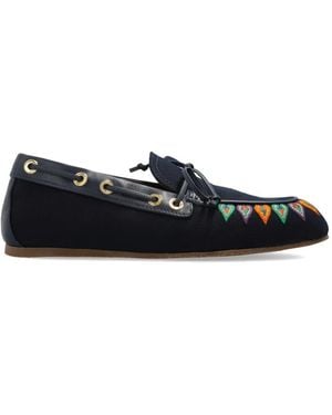 Etro Embroidered Eyelet Trainers - Blue