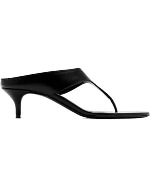 Magda Butrym 45 Mm Thong Leren Sandalen Met Hak - Zwart