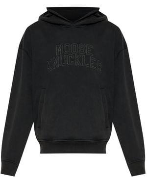 Moose Knuckles Logo-Detail Hoodie - Black