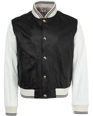 Thom Browne Leren Bomberjack - Zwart