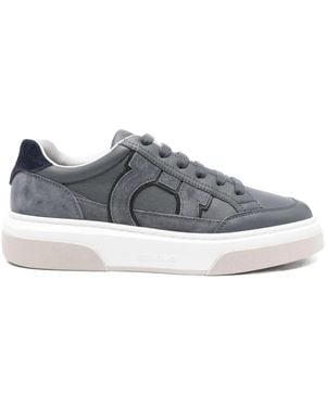 Ferragamo Leather Logo Trainers - Grey