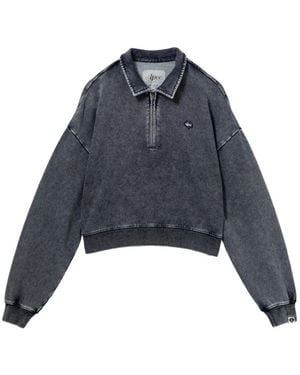 AAPE BY A BATHING AP Logo-Patched Half-Zip Sweatshirt - Blue