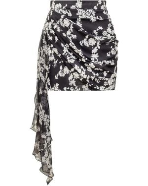 Elisabetta Franchi Floral-Print Draped Mini Skirt - White