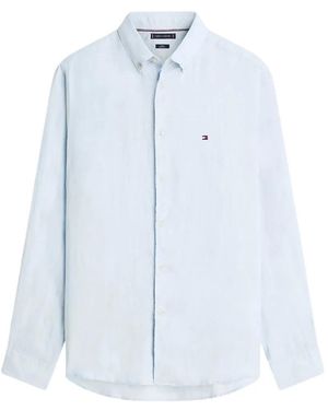 Tommy Hilfiger Regular Fit Washed Pure Linen Shirt - Blue