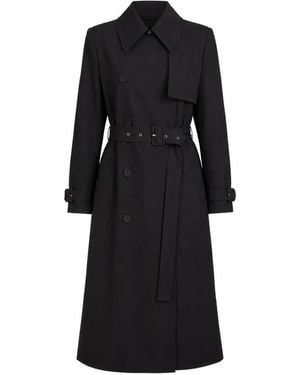 The Sei Structured Double-Breasted Trench Coat - Black
