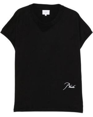 Rhude Logo-Embroidered Cap-Sleeve T-Shirt - Black