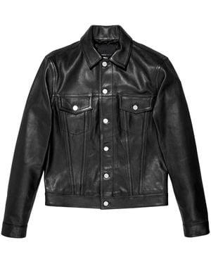 Purple Brand Logo-Patch Leather Jacket - Black