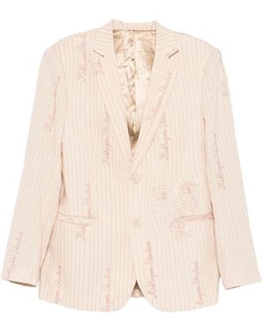 Kidsuper Pinstripe-Embroidered Blazer - Natural