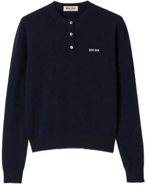 Miu Miu Crew Neck Cashmere Jumper - Blue
