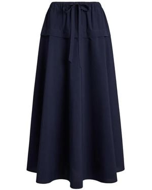 Polo Ralph Lauren Mitchell Drawstring-Detail Cotton Midi Skirt - Blue