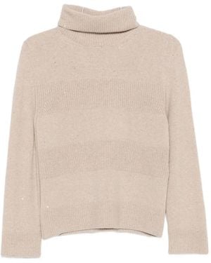 D.exterior Striped Roll-neck Sweater - ナチュラル
