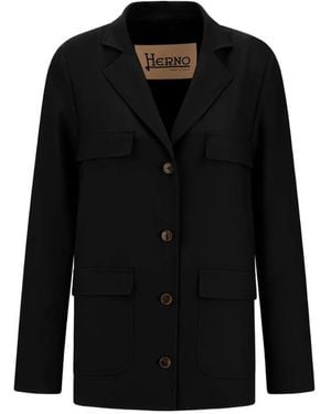Herno Chaqueta Con Bolsillos Con Solapa - Negro