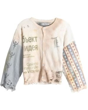 SAITOS Distressed Graphic-Print Sweatshirt - Natural