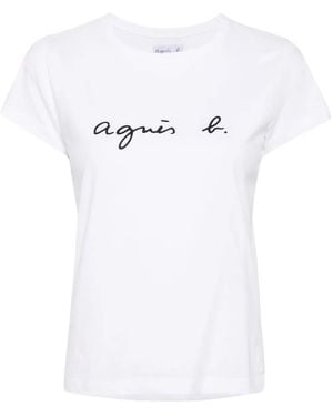 agnès b. Brando Logo-Print Cotton T-Shirt - White