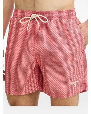 Barbour Shell Geometric-Print Drawstring Swim Shorts - Pink