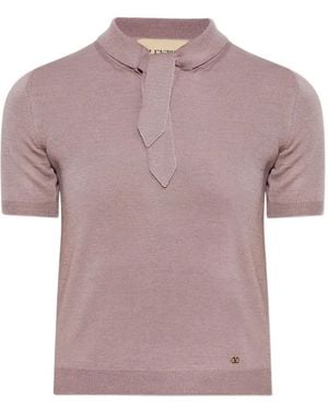 Valentino Garavani Vlogo Tie-Neck T-Shirt - Pink