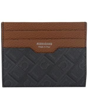 Ferragamo Monogram Credit Card Holder - Brown