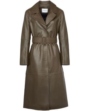 Yves Salomon Leather Trenchcoat - Brown