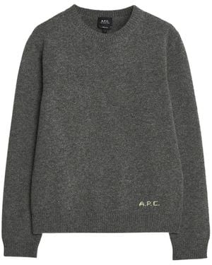 A.P.C. Logo-Detail Wool Sweater - Gray