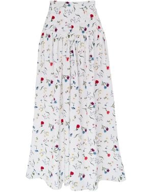 Azeeza Noora Midirock mit Blumenmuster - Weiß