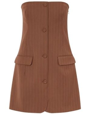 Jean Paul Gaultier Robe Courte À Fines Rayures - Brown