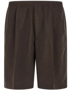Cellar Door Arno Elasticated Pleat Bermuda Shorts - Grey