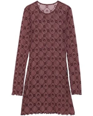 Marine Serre Long-Sleeve Patterned Mini Dress - Red