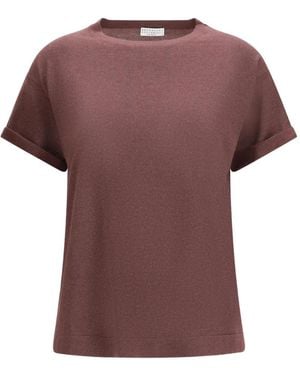 Brunello Cucinelli Rolled-Sleeve T-Shirt - Purple