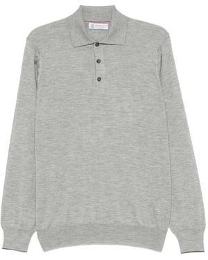 Brunello Cucinelli Cashmere And Silk Polo Shirt - Grey