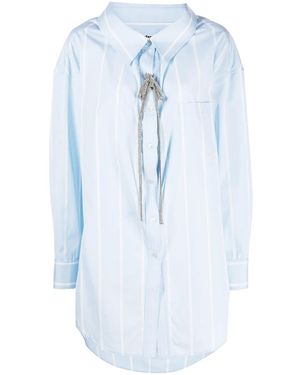 Alexander Wang Crystal-Embellished Striped Cotton Shirt - Blue