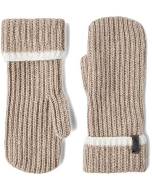 Brunello Cucinelli Ribbed-Knit Gloves - Natural