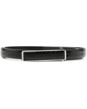 Tom Ford Crocodile-Effect Plaque-Buckle Belt - White